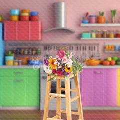 Lofaris Bright Colored Kitchen Photography Backdrop