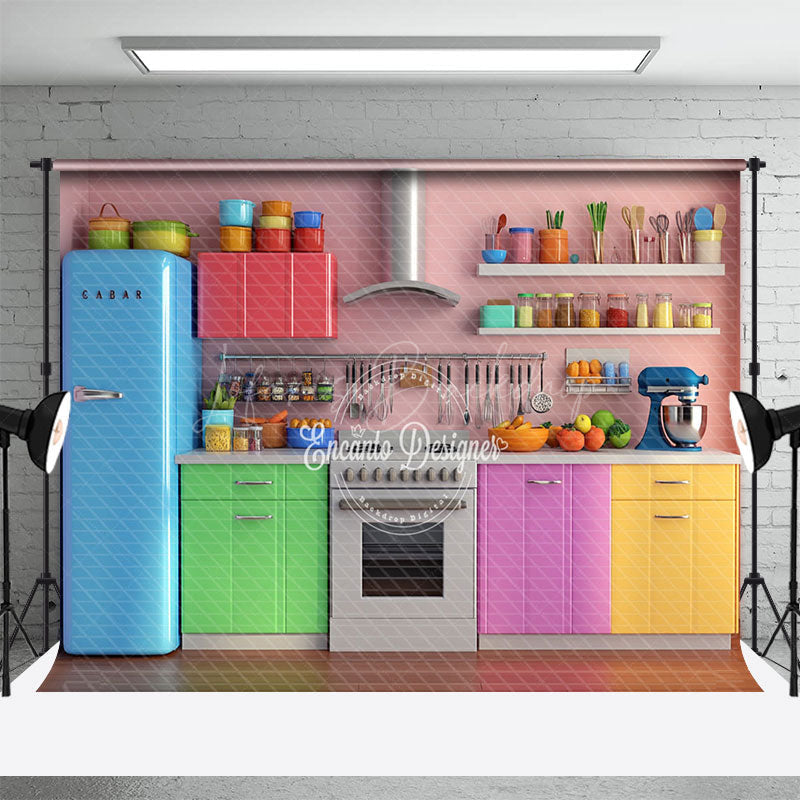 Lofaris Bright Colored Kitchen Photography Backdrop