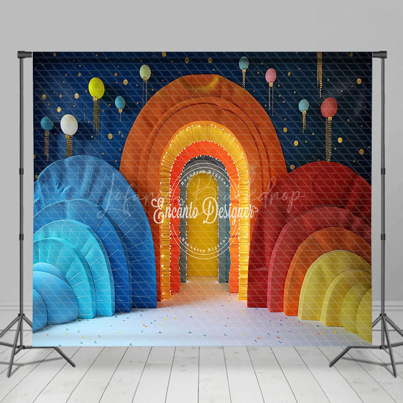Lofaris Bright Colorful Arch Balloons Room Set Backdrop