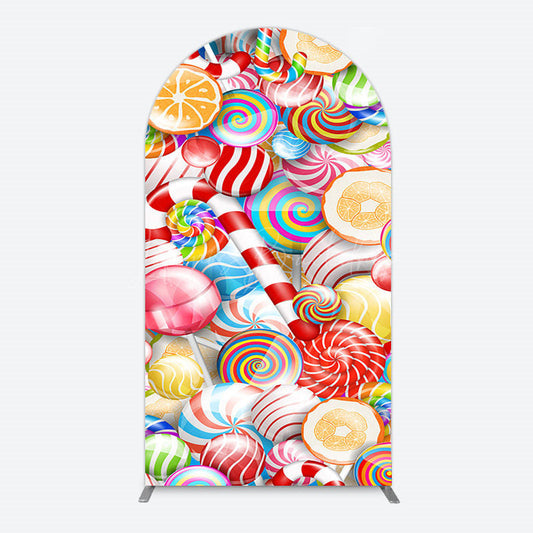 Lofaris Bright Colorful Candyland Birthday Arch Backdrop