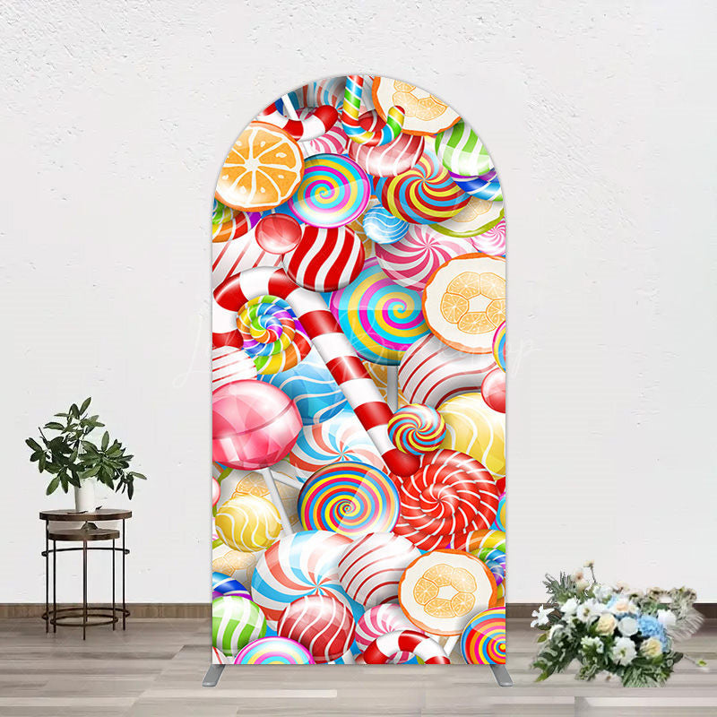Lofaris Bright Colorful Candyland Birthday Arch Backdrop