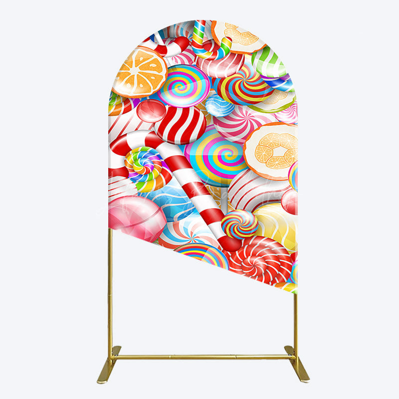 Lofaris Bright Colorful Candyland Birthday Arch Backdrop