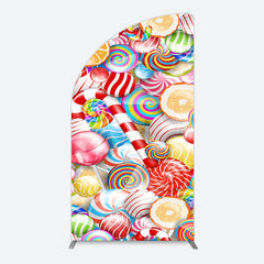 Lofaris Bright Colorful Candyland Birthday Half Moon Arch Backdrop