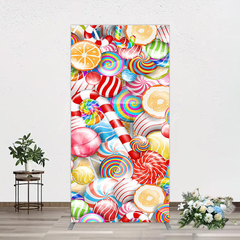 Lofaris Bright Colorful Candyland Birthday Rectangle Backdrop