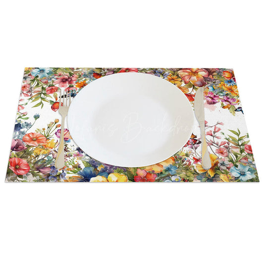 Lofaris Bright Colors Floral Butterfly Set of 4 Placemats