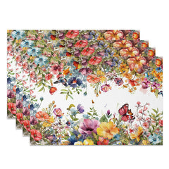 Lofaris Bright Colors Floral Butterfly Set of 4 Placemats