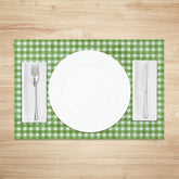 Lofaris Bright Green White Plaid Dining Set of 4 Placemats