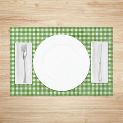 Lofaris Bright Green White Plaid Dining Set of 4 Placemats