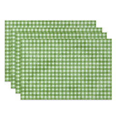Lofaris Bright Green White Plaid Dining Set of 4 Placemats