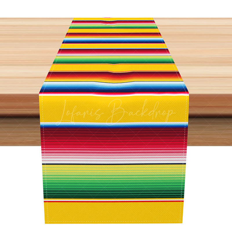 Lofaris Bright Mexican Stripe Table Runner for Fiesta Decor Colorful Serape Cinco de Mayo Taco Tuesday Party