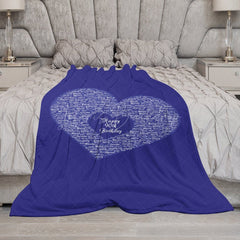 Lofaris Bright Royal Blue Custom Family Name Heart Blanket