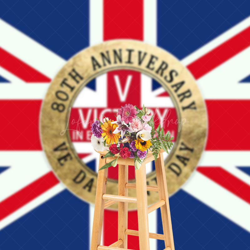 Lofaris British Flag 80th Anniversary Ve Vj Day Backdrop
