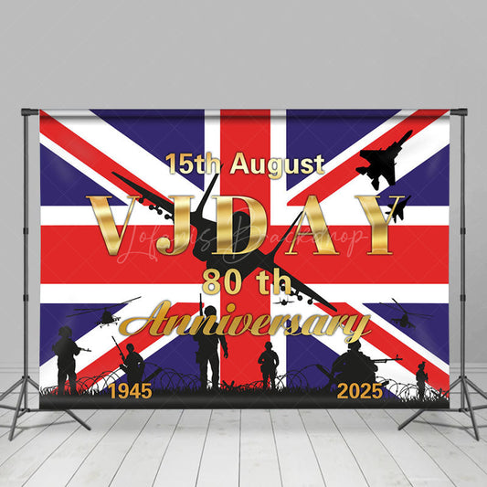Lofaris British Flag Soldier VJ Day 80th Anniversary Backdrop