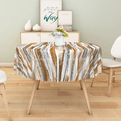 Lofaris Brown Abstract Brushstroke Stripe Round Tablecloth for Modern Earth Tone and Rustic Dining Table Decor