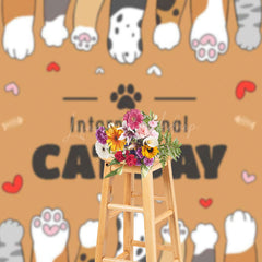 Lofaris Brown Claws Fish Bone International Cat Day Backdrop