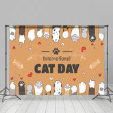 Lofaris Brown Claws Fish Bone International Cat Day Backdrop