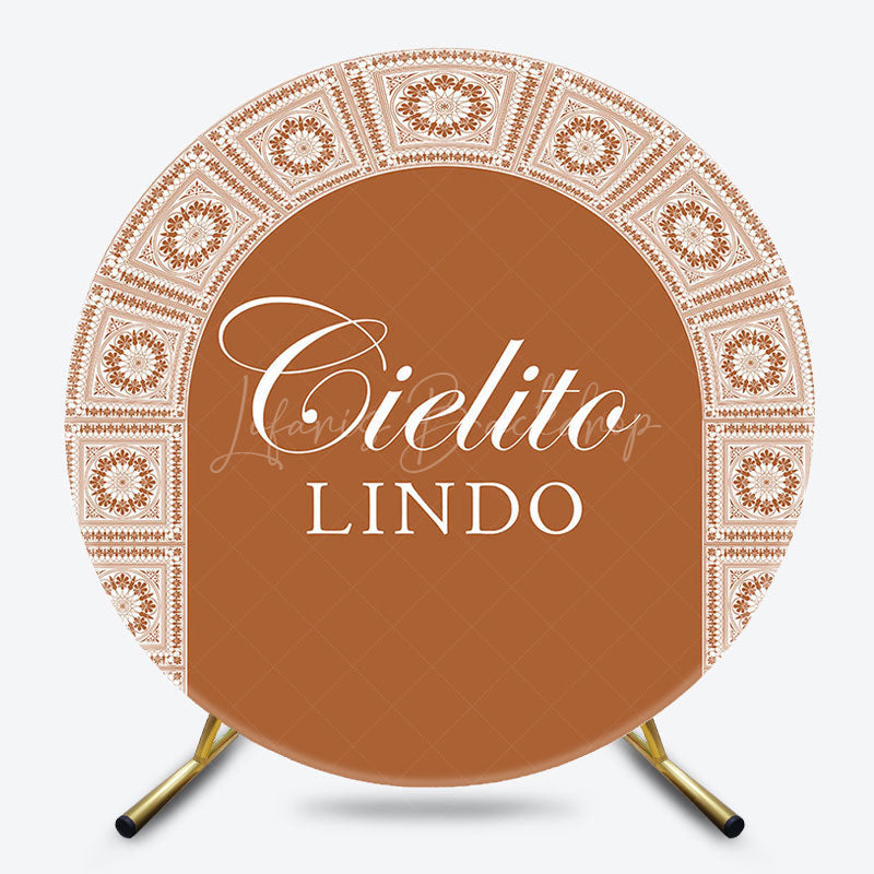 Lofaris Brown Floral Pattern Cielito Lindo Round Backdrop