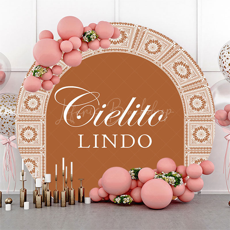 Lofaris Brown Floral Pattern Cielito Lindo Round Backdrop