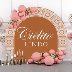 Lofaris Brown Floral Pattern Cielito Lindo Round Backdrop