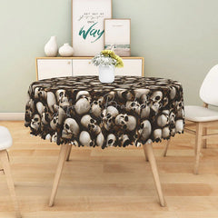 Lofaris Brown Heap of Skulls Halloween Round Tablecloth for Gothic Pirate and Spooky Themed Party Decor