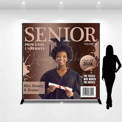 Lofaris Brown Magazine Cover Custom Photo Graduation Backdrop