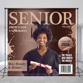 Lofaris Brown Magazine Cover Custom Photo Graduation Backdrop