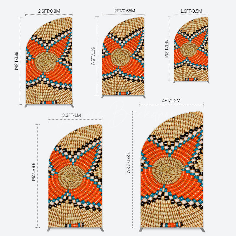 Lofaris Brown Orange Braided Twine Ethiopian Half Moon Arch Backdrop
