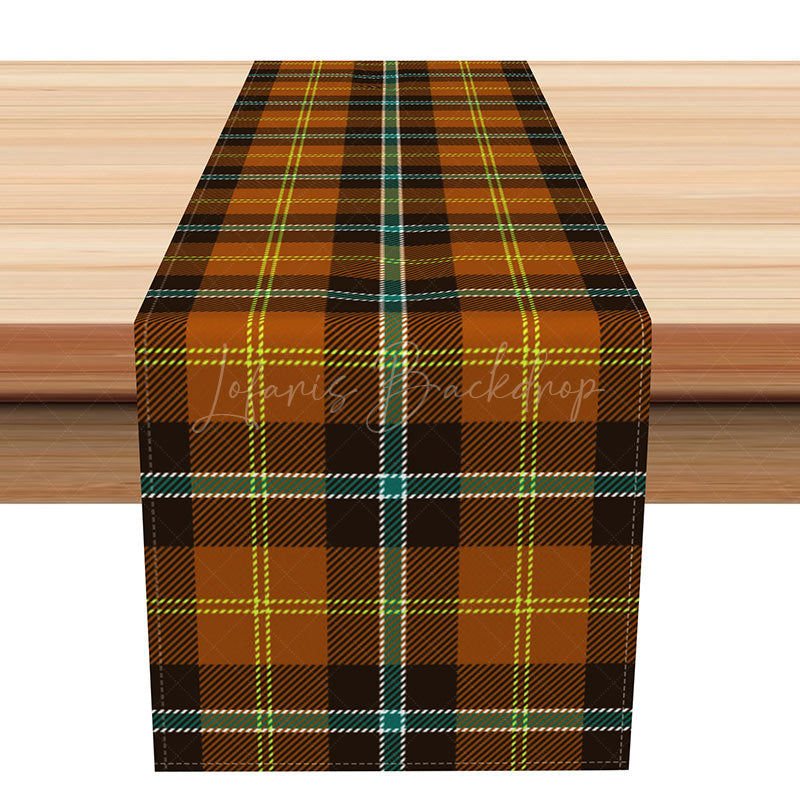 Lofaris Brown Plaid Autumn Vibe Table Runner Rustic Farmhouse Dining Decor Thanksgiving and Fall Harvest Kitchen Linen
