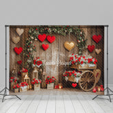 Lofaris Brown Wood Rural Romantic Red Valentines Day Backdrop