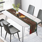 Lofaris Brown Wooden Leaves Poinsettia Xmas Table Runner
