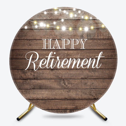 Lofaris Brown Wooden Wall Lighted Round Retirement Backdrop