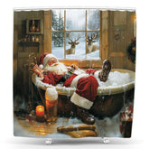 Lofaris Bubble Bath Santa Claus Christmas Shower Curtain
