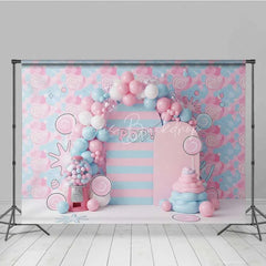 Lofaris Bubblegum and Candy Photography Backdrop Pink Blue Lollipops Party Banner
