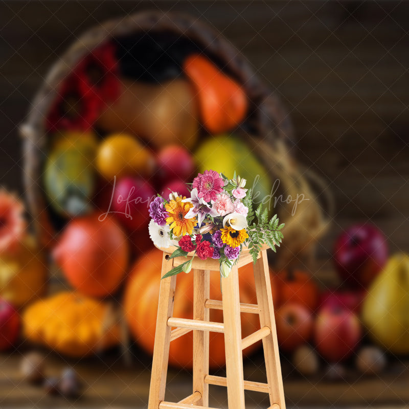 Lofaris Bumper Harvest Wooden Simple Vibe Autumn Backdrop