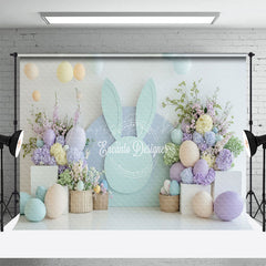 Lofaris Bunny Ear Wall Floral Balloons Easter Photo Backdrop