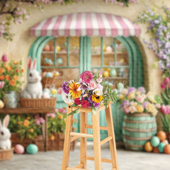 Lofaris Bunny Floral Spring Colorful Easter Boutique Backdrop