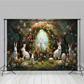 Lofaris Bunny Garland Easter Spring Photography Backdrop