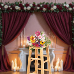 Lofaris Burg Wedding Floral Sweet Candles Photo Backdrop
