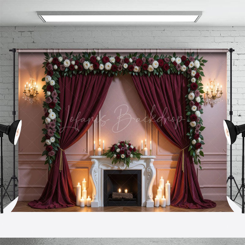 Lofaris Burg Wedding Floral Sweet Candles Photo Backdrop