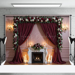 Lofaris Burg Wedding Floral Sweet Candles Photo Backdrop