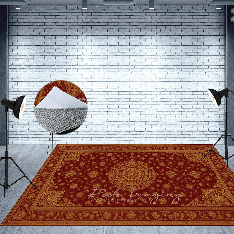 Lofaris Burgundy Baroque Fabric Floor Backdrop For Photo