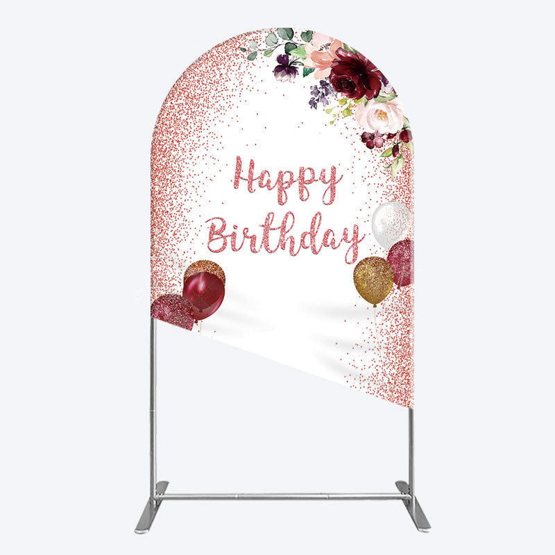 Lofaris Burgundy Floral Balloon Rose Birthday Arch Backdrop