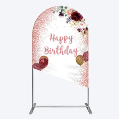 Lofaris Burgundy Floral Balloon Rose Birthday Arch Backdrop
