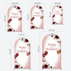 Lofaris Burgundy Floral Balloon Rose Birthday Arch Backdrop