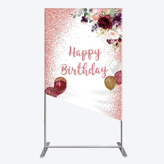 Lofaris Burgundy Floral Balloon Rose Birthday Rectangle Backdrop