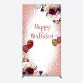 Lofaris Burgundy Floral Balloon Rose Birthday Rectangle Backdrop