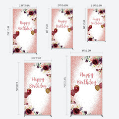 Lofaris Burgundy Floral Balloon Rose Birthday Rectangle Backdrop