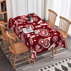 Lofaris Burgundy Red Glowing Heart Butterfly Rectangle Tablecloth Deep Neon Light Effect Passionate Dining Decor