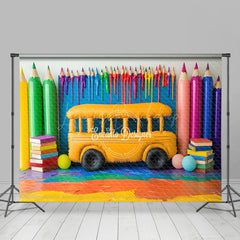 Lofaris Bus And School Supplies Back To Backdrop