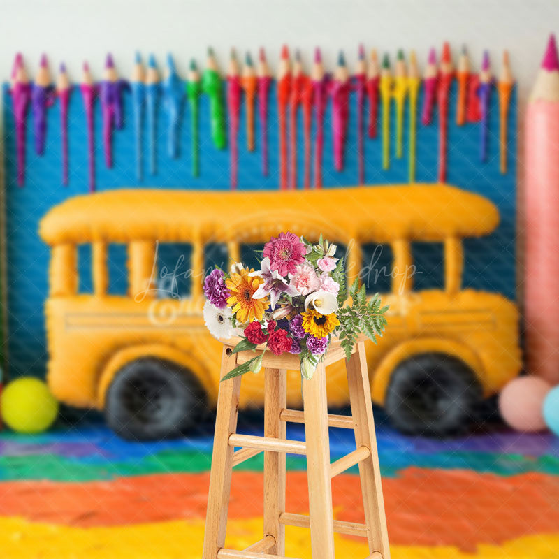 Lofaris Bus And School Supplies Back To Backdrop